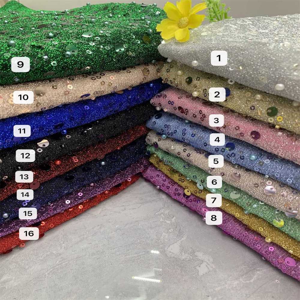 1 Yard Shining Fabric Sequined Beaded Lace Material Fabric