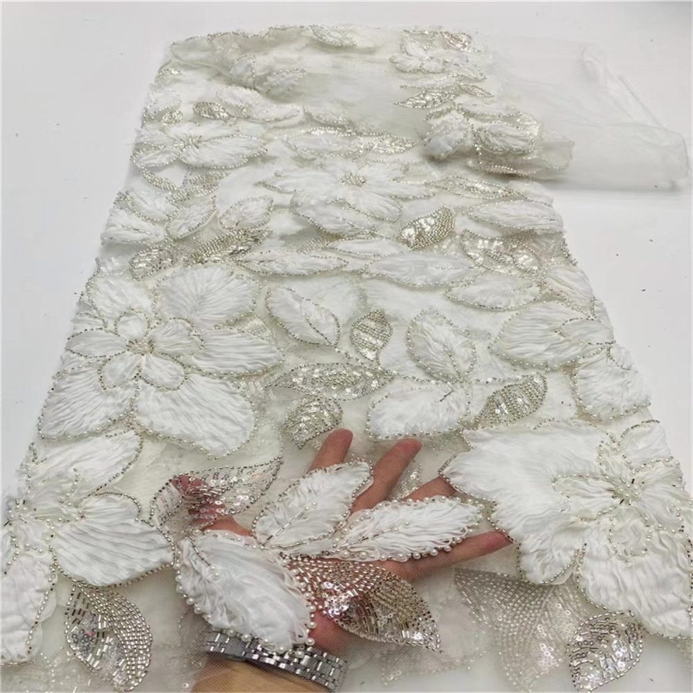 5 Yards Beaded Lace Fabric for Dresses & Gowns – Wedding & Bridal Lace Material | Love in Lace | NO. JLT028