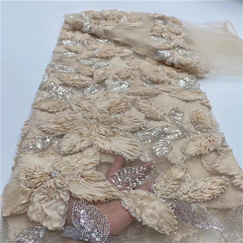 5 Yards Beaded Lace Fabric for Dresses & Gowns – Wedding & Bridal Lace Material | Love in Lace | NO. JLT028