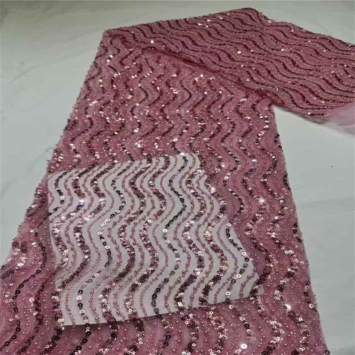 5 Yards Beaded Lace Fabric for Dresses & Gowns – Wedding & Bridal Lace Material | Love in Lace | NO. JX407