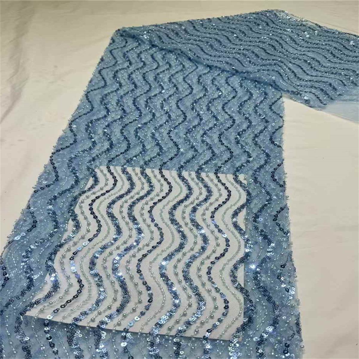 5 Yards Beaded Lace Fabric for Dresses & Gowns – Wedding & Bridal Lace Material | Love in Lace | NO. JX407
