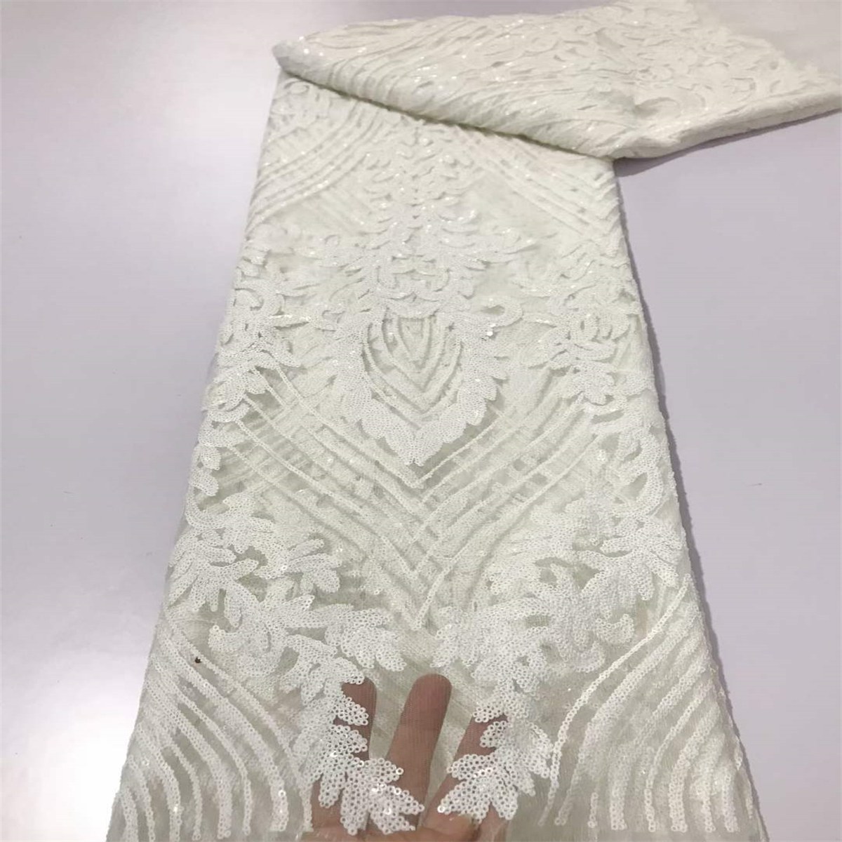 5 Yards Sequin Lace Fabric for Dresses & Gowns – Wedding & Bridal Lace Material | Love in Lace | NO. JX297