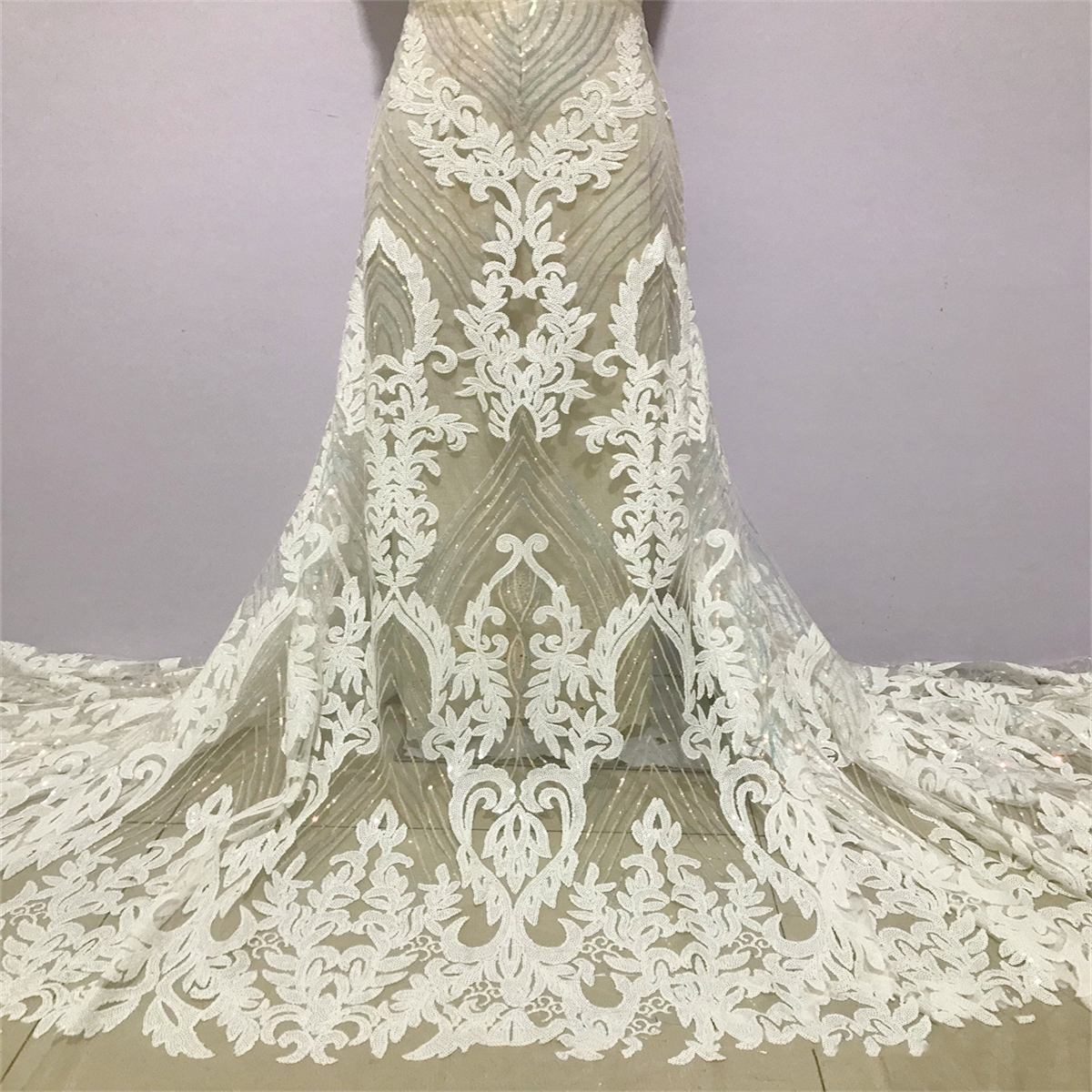 5 Yards Sequin Lace Fabric for Dresses & Gowns – Wedding & Bridal Lace Material | Love in Lace | NO. JX297