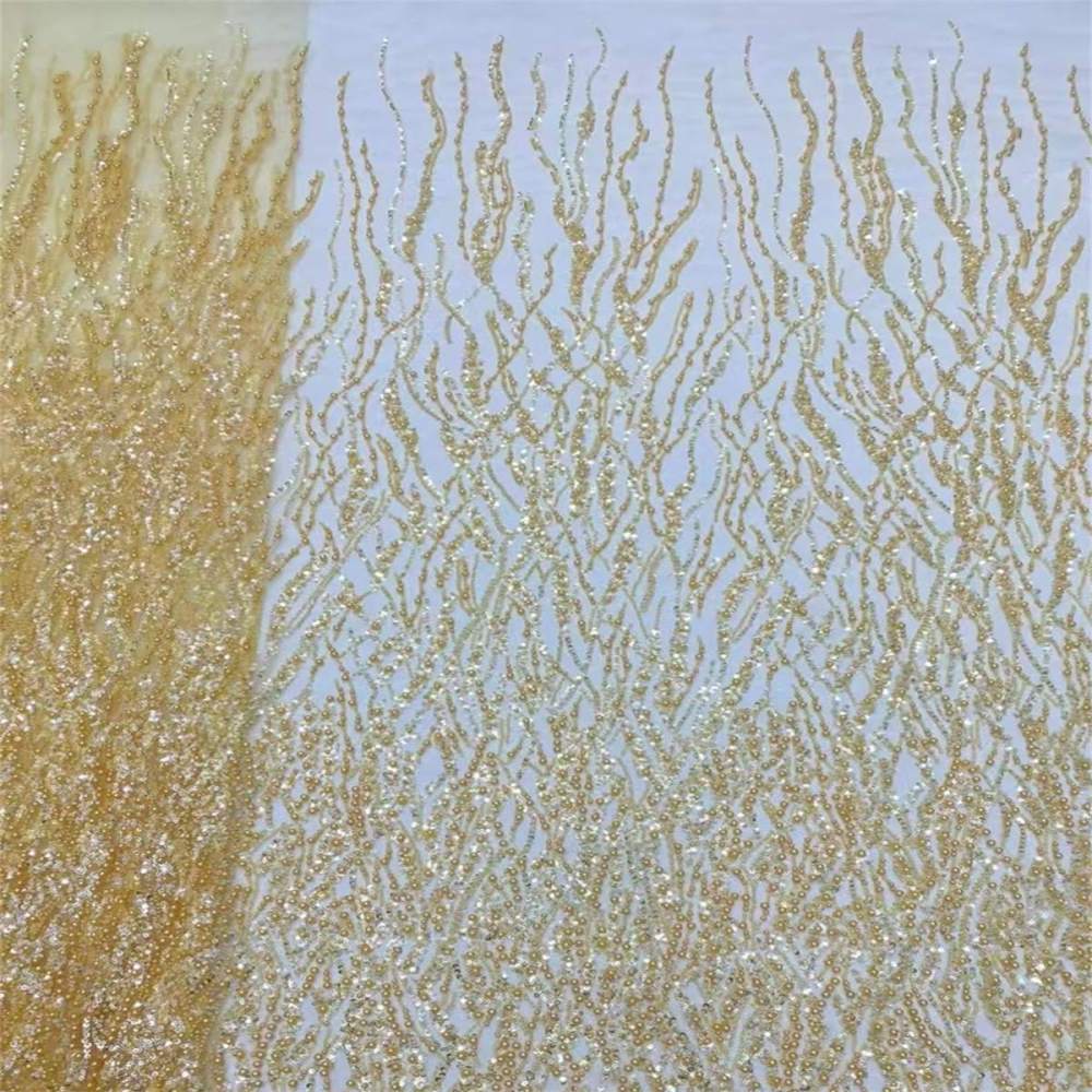 5 Yards Beaded Lace Fabric for Dresses & Gowns – Wedding & Bridal Lace Material | Love in Lace | NO. JX437