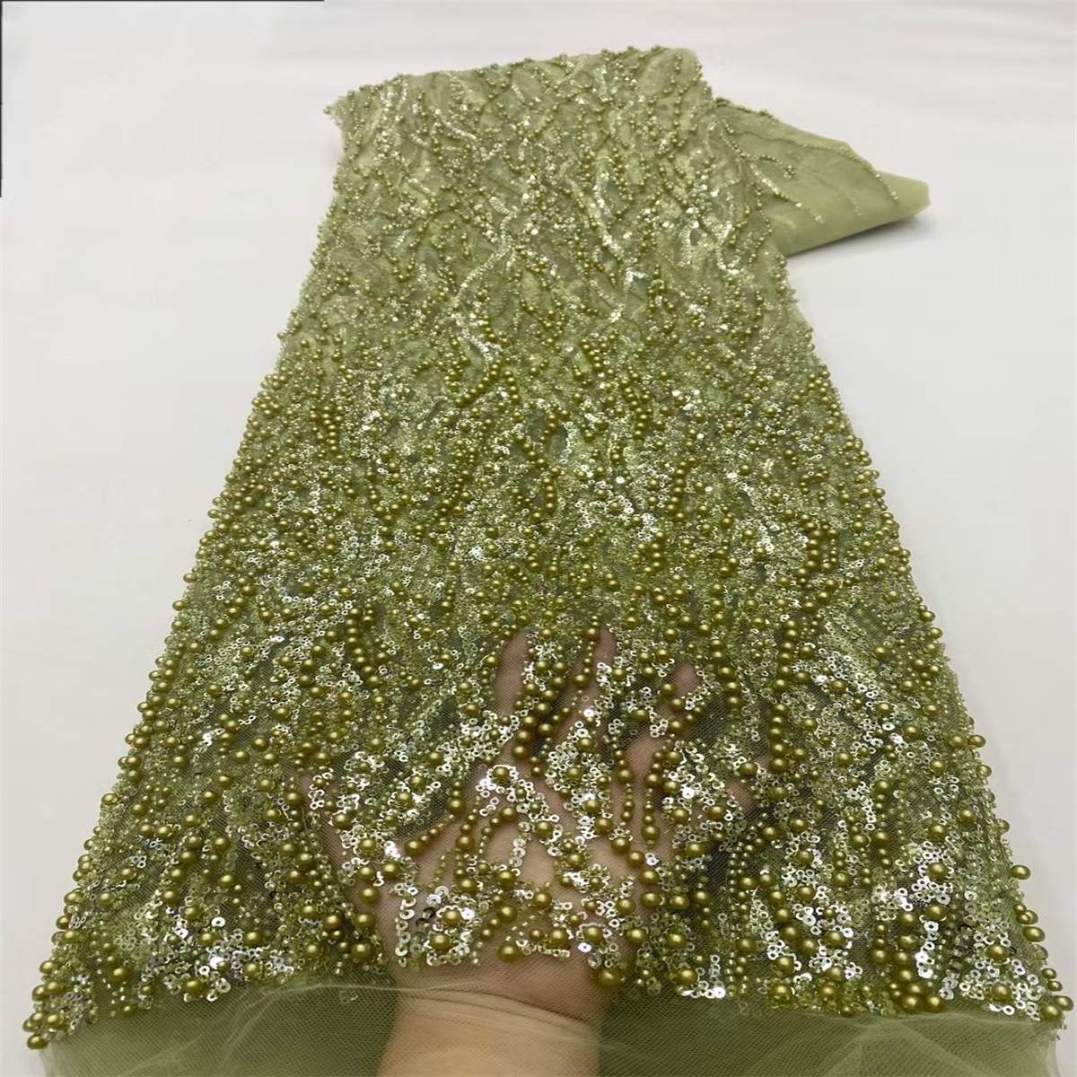 5 Yards Beaded Lace Fabric for Dresses & Gowns – Wedding & Bridal Lace Material | Love in Lace | NO. JX437