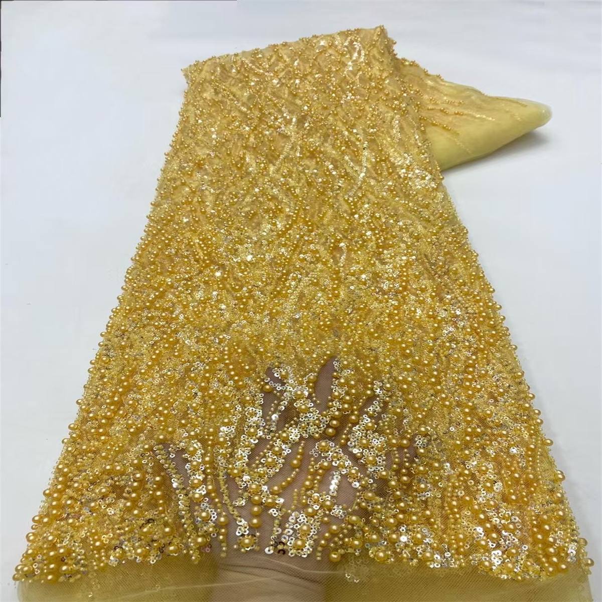5 Yards Beaded Lace Fabric for Dresses & Gowns – Wedding & Bridal Lace Material | Love in Lace | NO. JX437