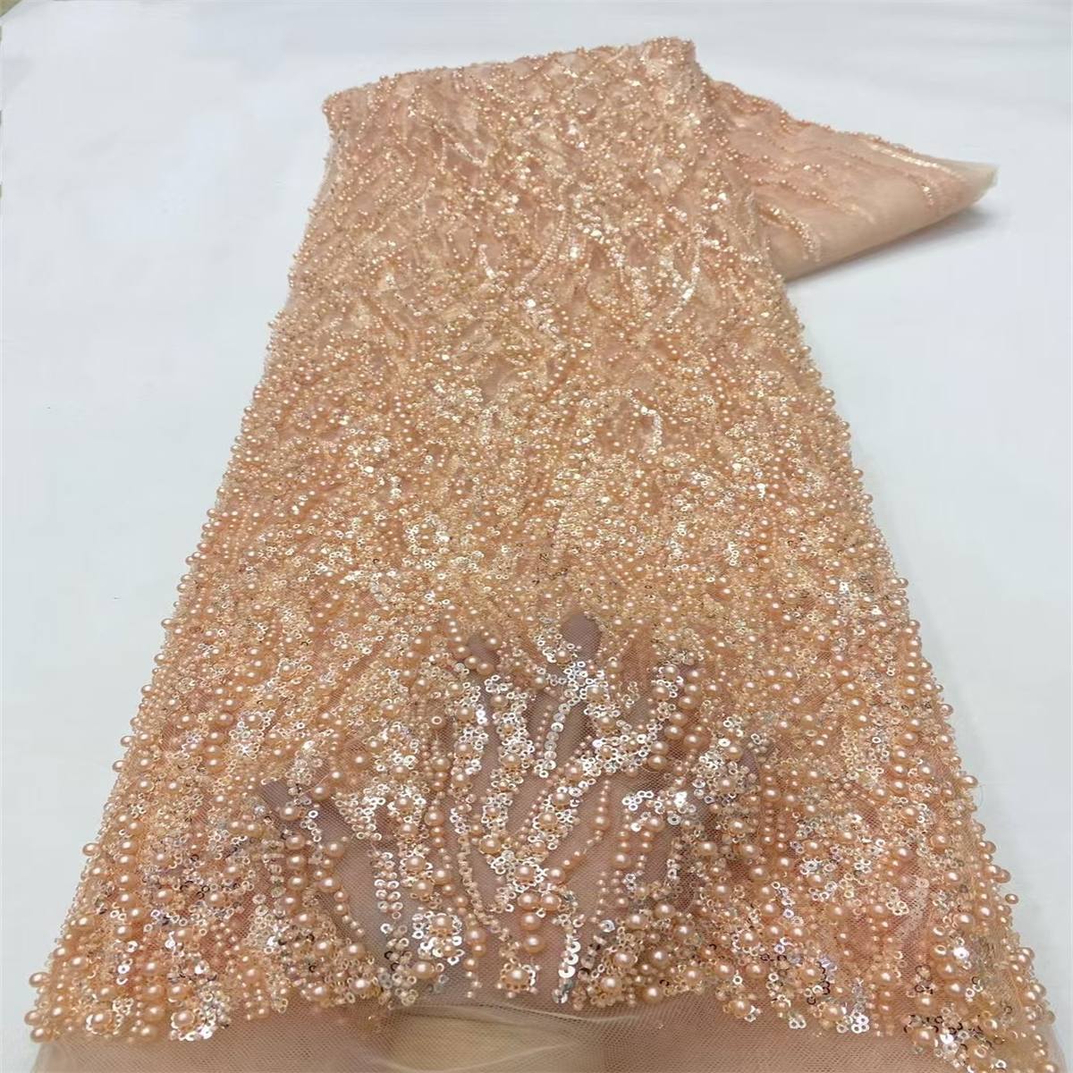 5 Yards Beaded Lace Fabric for Dresses & Gowns – Wedding & Bridal Lace Material | Love in Lace | NO. JX437