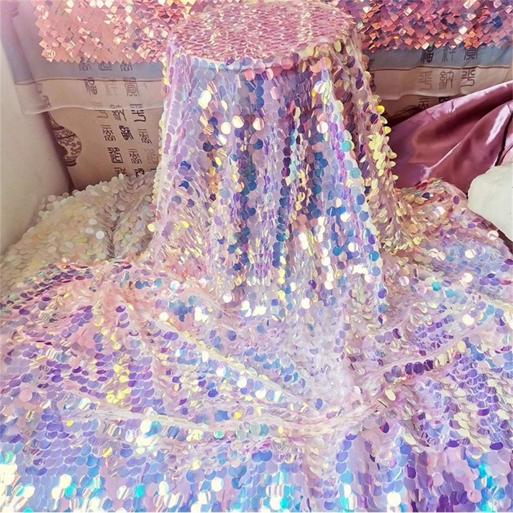 5 Yards Sequin Lace Fabric for Dresses & Gowns – Big Colorful Sequin Lace Material | Love in Lace | NO. ZT078