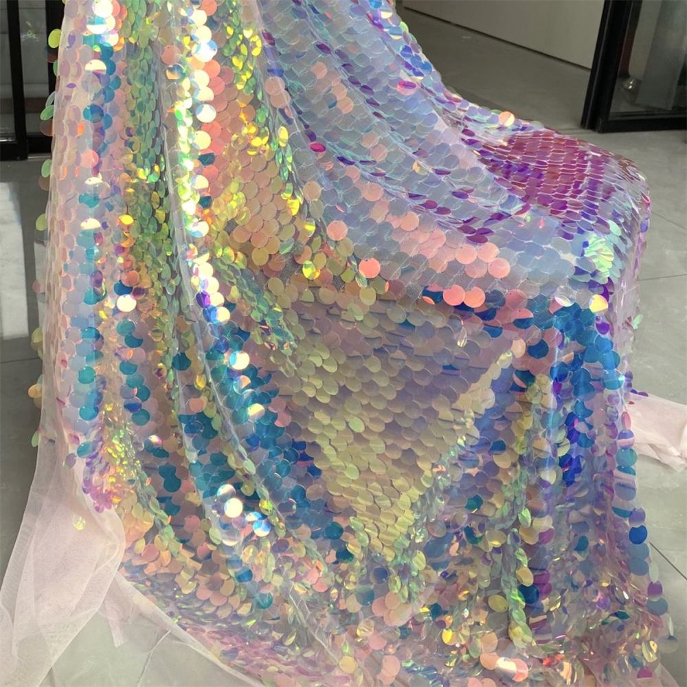 5 Yards Sequin Lace Fabric for Dresses & Gowns – Big Colorful Sequin Lace Material | Love in Lace | NO. ZT078