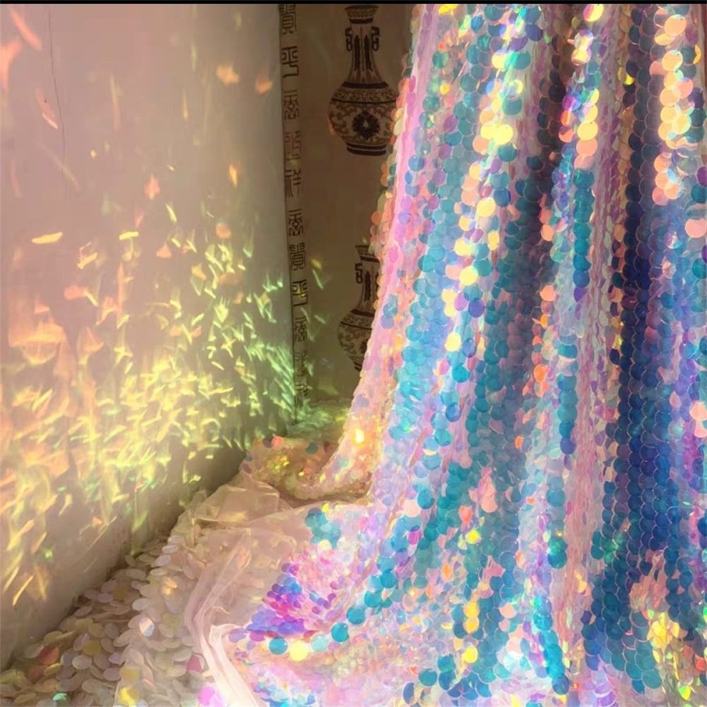 5 Yards Sequin Lace Fabric for Dresses & Gowns – Big Colorful Sequin Lace Material | Love in Lace | NO. ZT078