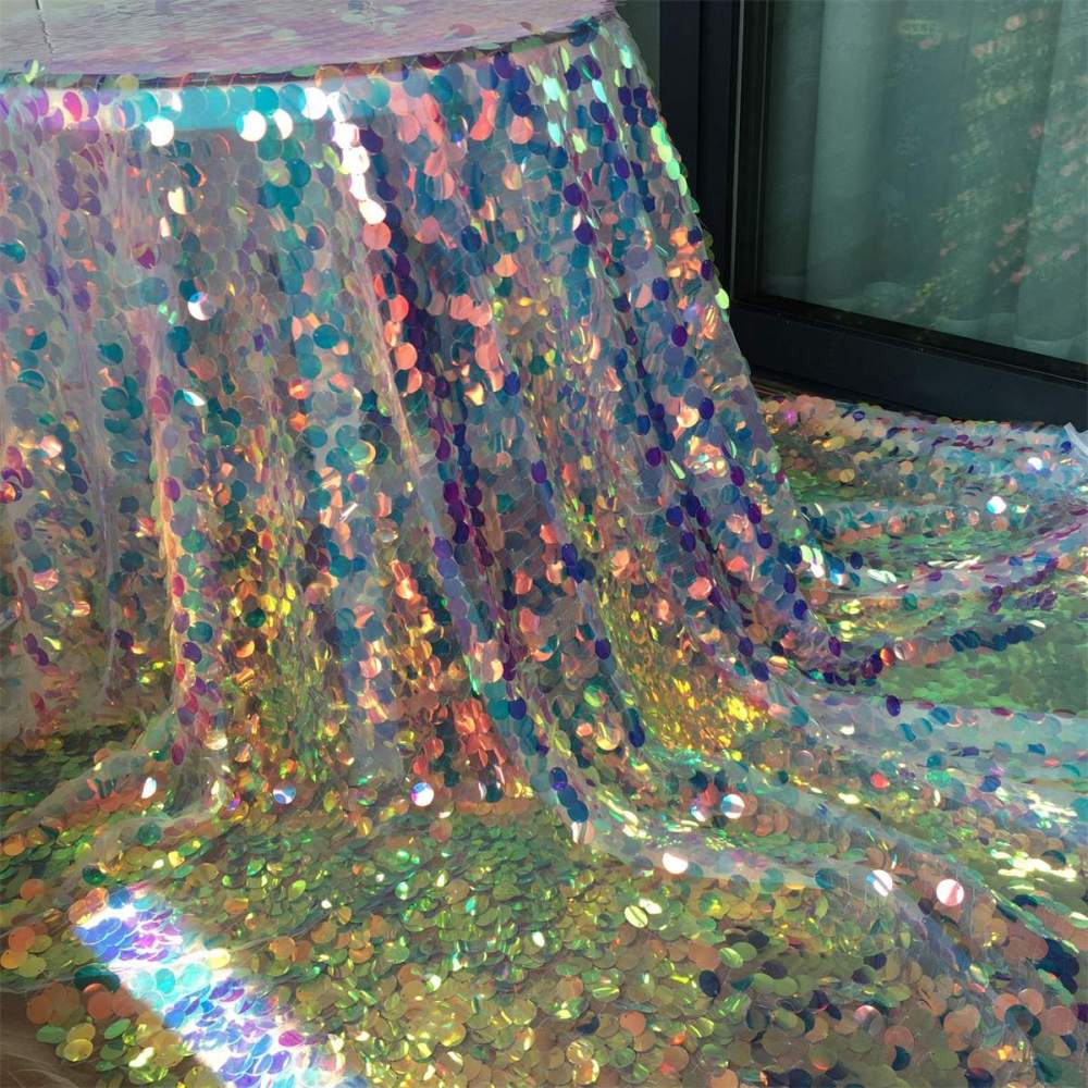 5 Yards Sequin Lace Fabric for Dresses & Gowns – Big Colorful Sequin Lace Material | Love in Lace | NO. ZT078