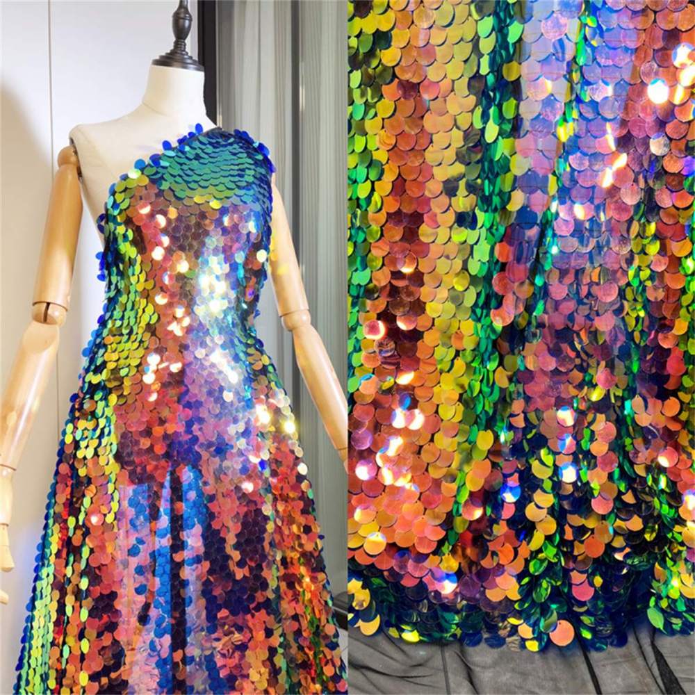5 Yards Sequin Lace Fabric for Dresses & Gowns – Big Colorful Sequin Lace Material | Love in Lace | NO. ZT078