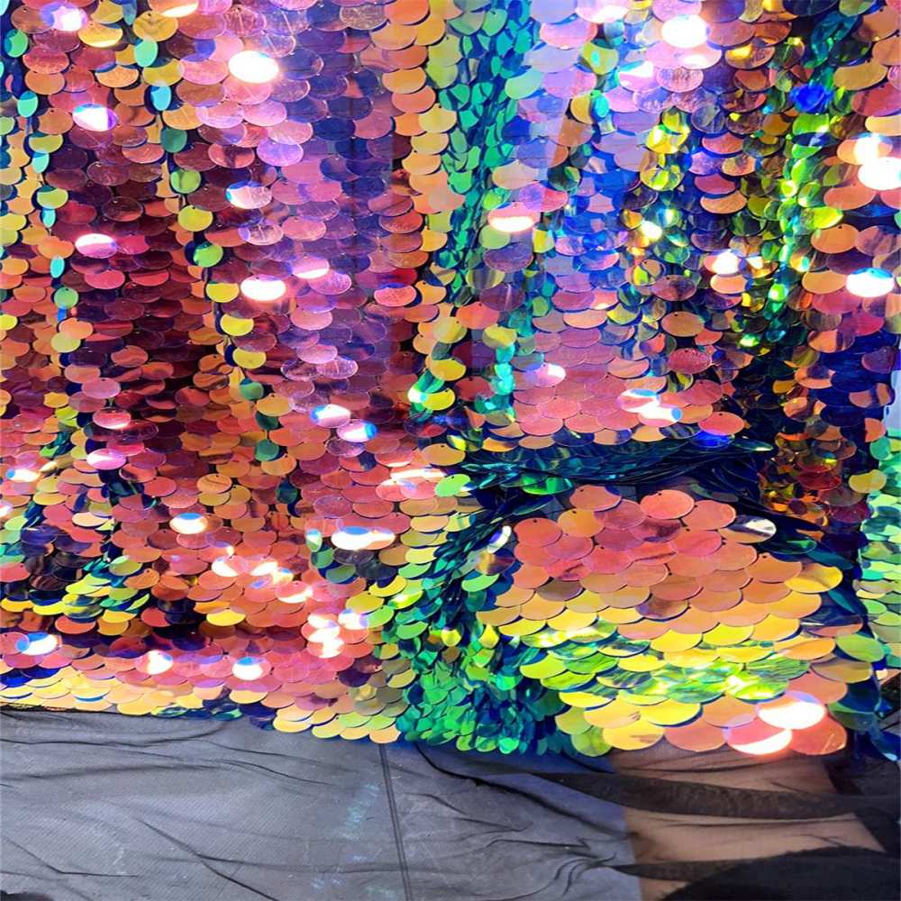 5 Yards Sequin Lace Fabric for Dresses & Gowns – Big Colorful Sequin Lace Material | Love in Lace | NO. ZT078