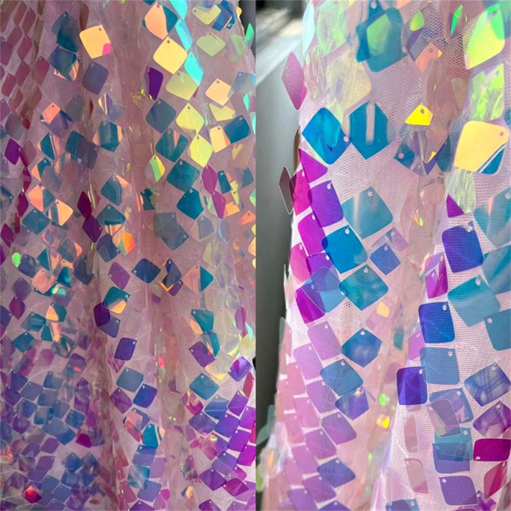 5 Yards Sequin Lace Fabric for Dresses & Gowns – Big Colorful Sequin Lace Material | Love in Lace | NO. ZT078