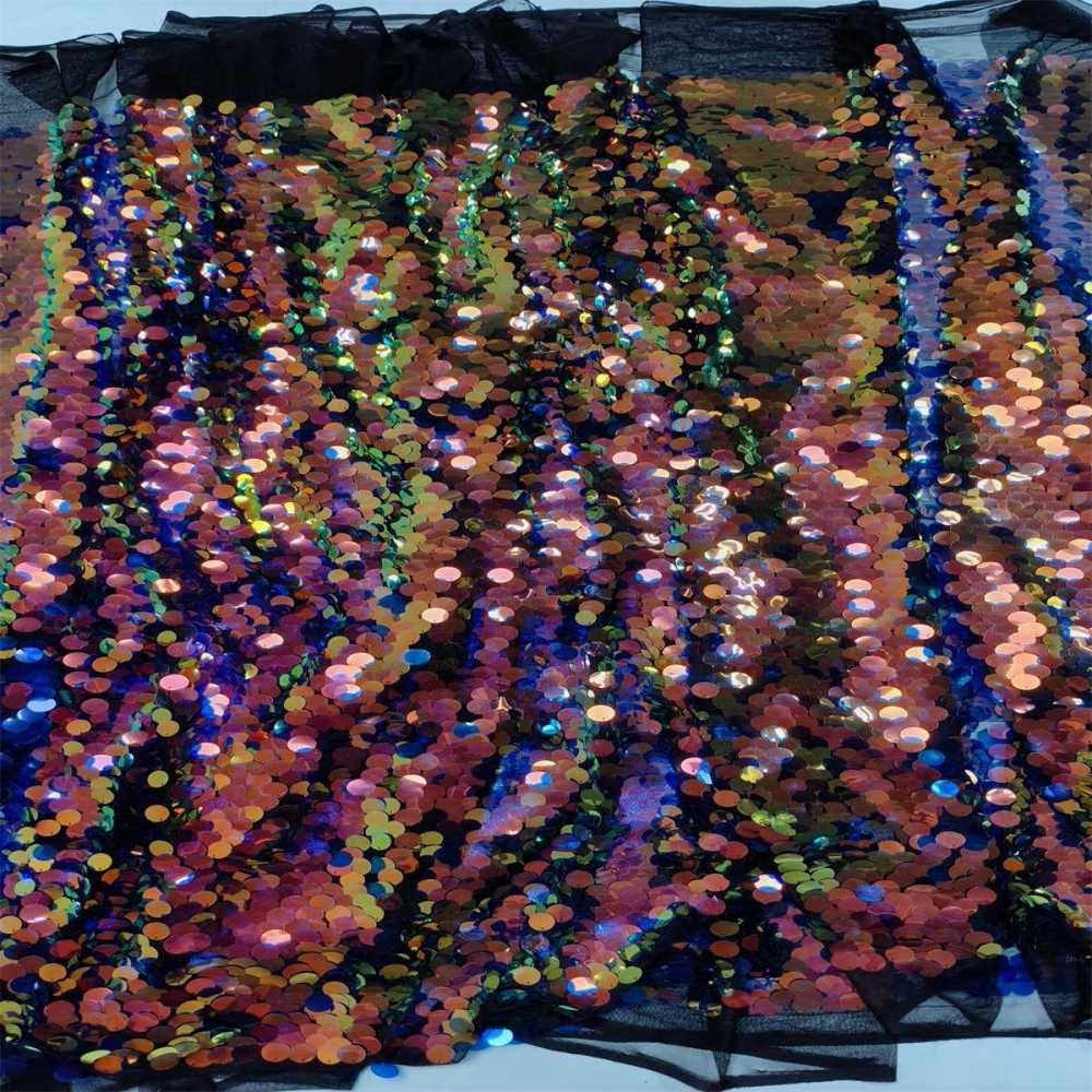 5 Yards Sequin Lace Fabric for Dresses & Gowns – Big Colorful Sequin Lace Material | Love in Lace | NO. ZT078