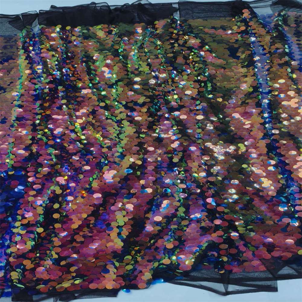 5 Yards Sequin Lace Fabric for Dresses & Gowns – Big Colorful Sequin Lace Material | Love in Lace | NO. ZT078