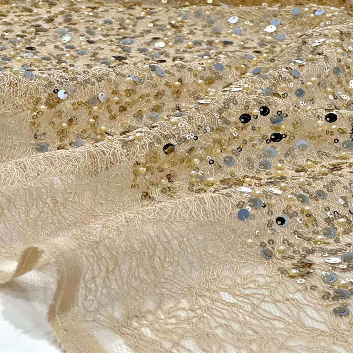 5 Yards Beaded Lace Fabric for Dresses & Gowns – Wedding & Bridal Lace Material | Love in Lace | NO. HN062