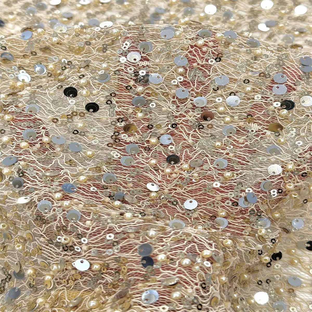 5 Yards Beaded Lace Fabric for Dresses & Gowns – Wedding & Bridal Lace Material | Love in Lace | NO. HN062