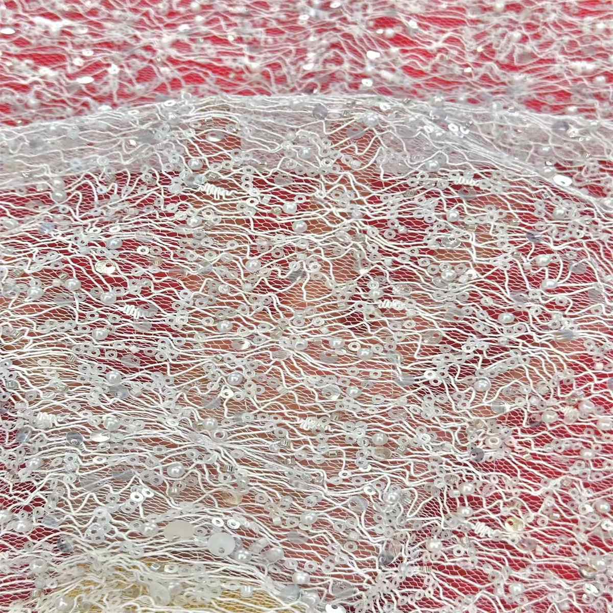 5 Yards Beaded Lace Fabric for Dresses & Gowns – Wedding & Bridal Lace Material | Love in Lace | NO. HN062