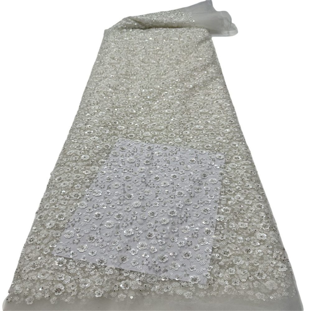 5 Yards Beaded Lace Fabric for Dresses & Gowns – Wedding & Bridal Lace Material | Love in Lace | NO. PFS042