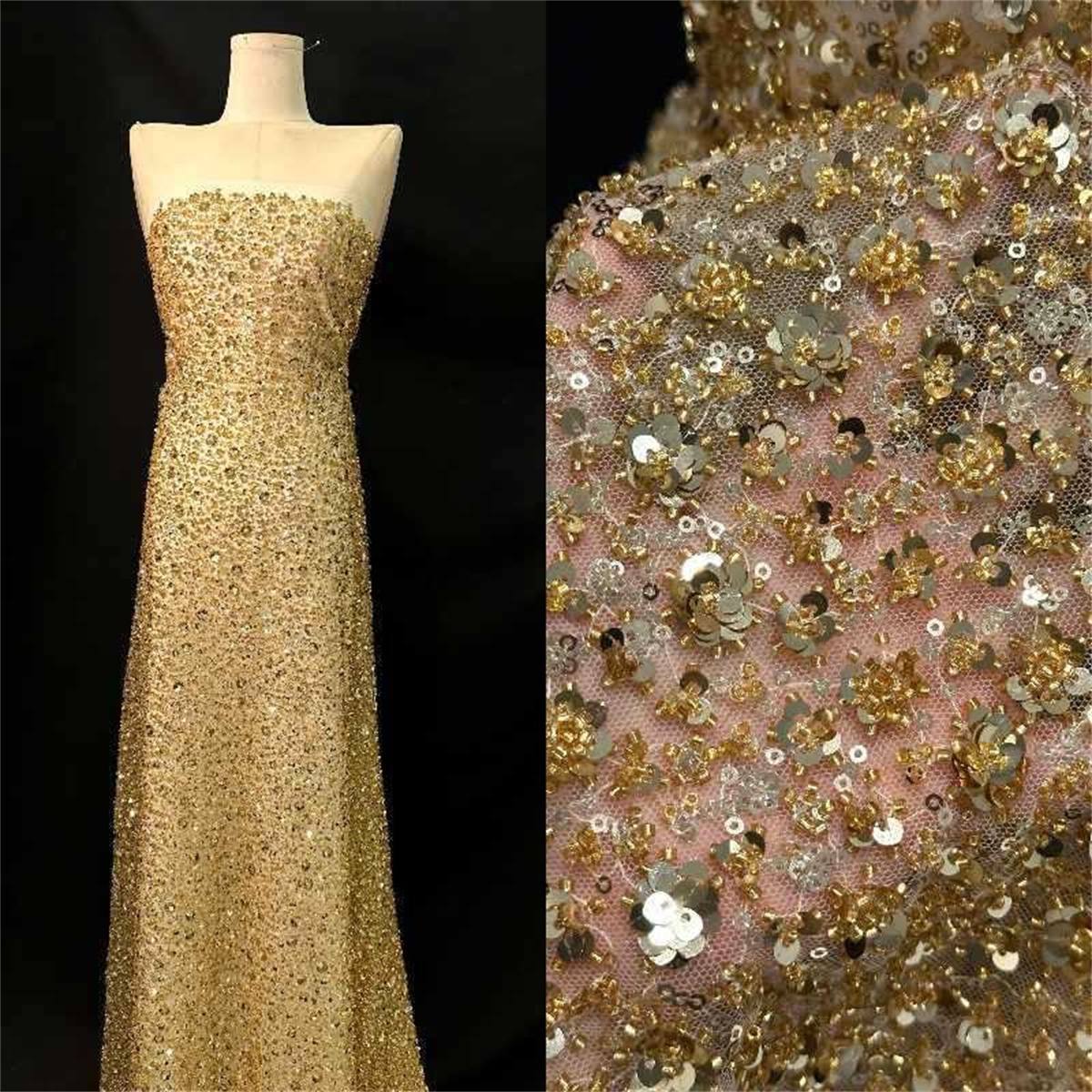 5 Yards Beaded Lace Fabric for Dresses & Gowns – Wedding & Bridal Lace Material | Love in Lace | NO. PFS042