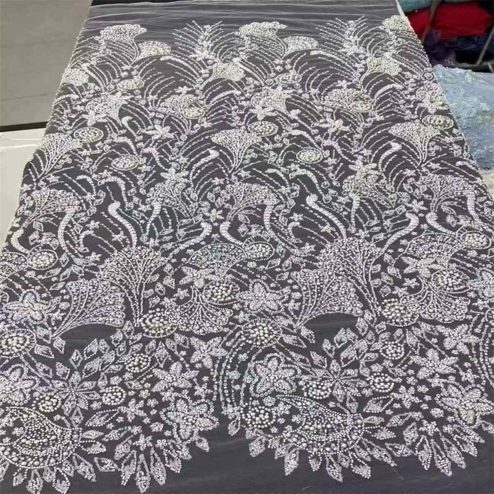 5 Yards Beaded Lace Fabric for Dresses & Gowns
