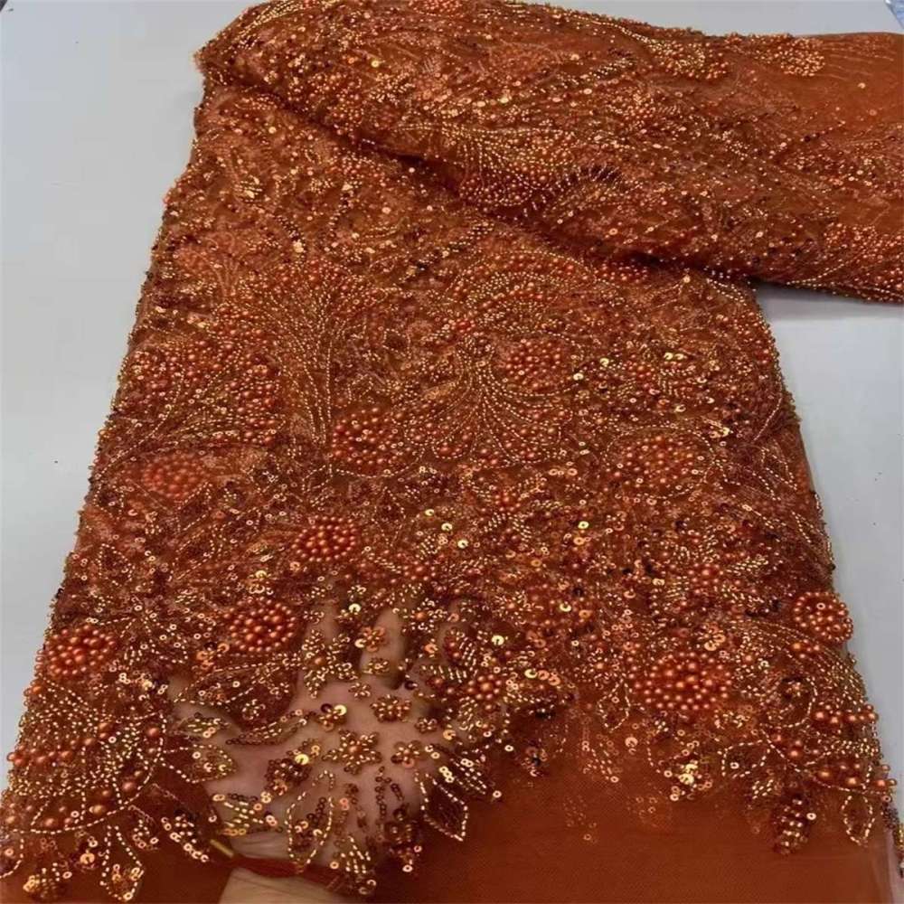 5 Yards Beaded Lace Fabric for Dresses & Gowns