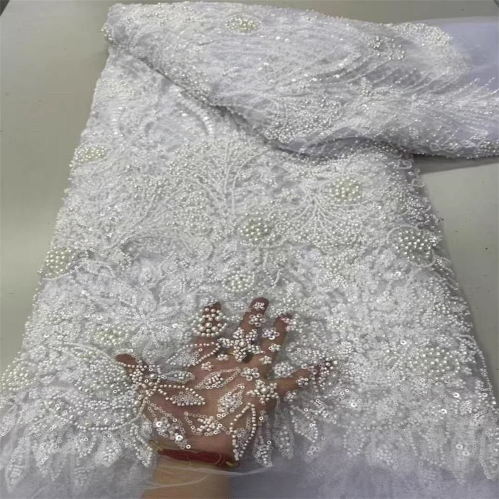 5 Yards Beaded Lace Fabric for Dresses & Gowns