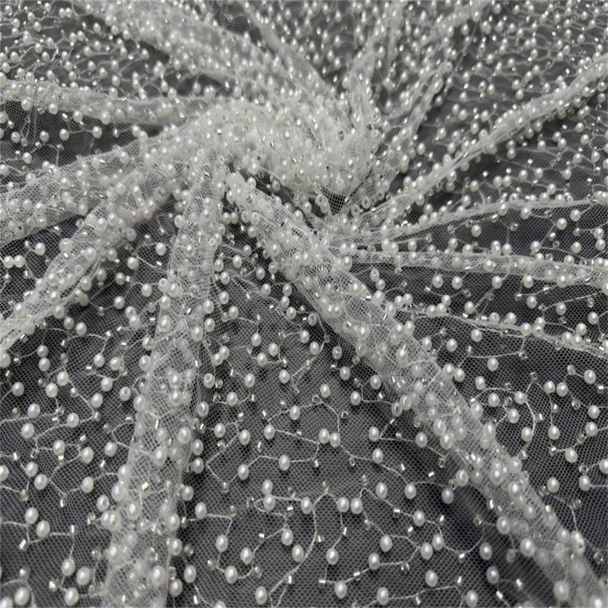 5 Yards Beaded Lace Fabric for Dresses & Gowns – Wedding & Bridal Lace Material | Love in Lace | NO. TDD411