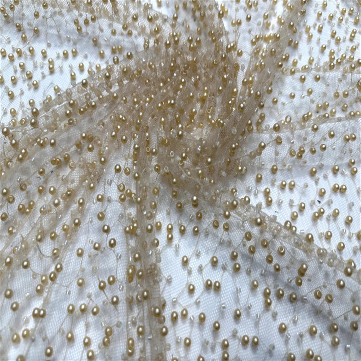 5 Yards Beaded Lace Fabric for Dresses & Gowns – Wedding & Bridal Lace Material | Love in Lace | NO. TDD411