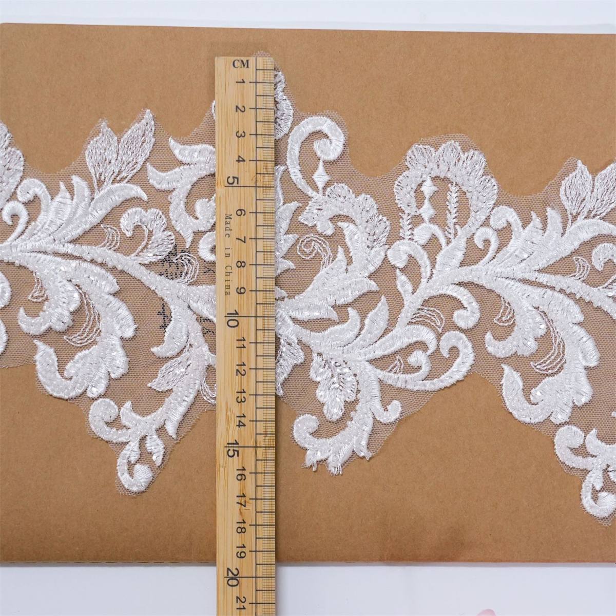 10 Yards Beaded Bridal Lace Trim, Embroidered Bridal Lace Trim for Wedding Gown and Bridal Veil | Love in Lace | NO. XB136