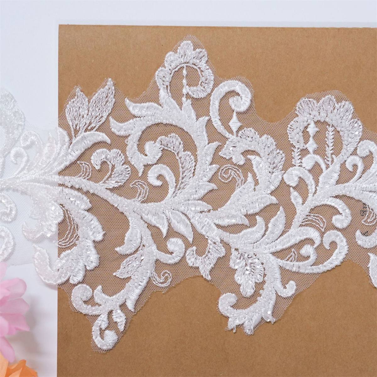 10 Yards Beaded Bridal Lace Trim, Embroidered Bridal Lace Trim for Wedding Gown and Bridal Veil | Love in Lace | NO. XB136