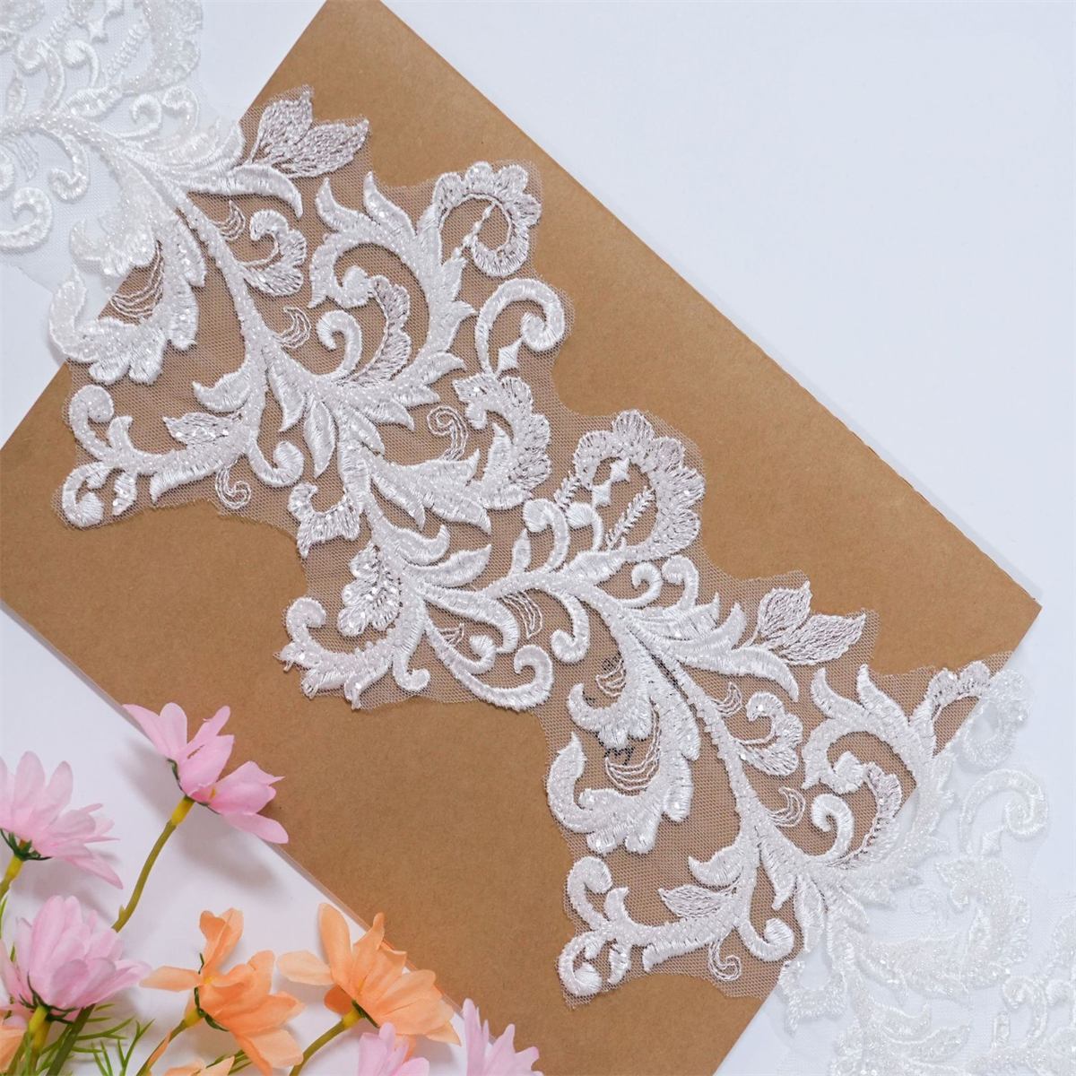 10 Yards Beaded Bridal Lace Trim, Embroidered Bridal Lace Trim for Wedding Gown and Bridal Veil | Love in Lace | NO. XB136
