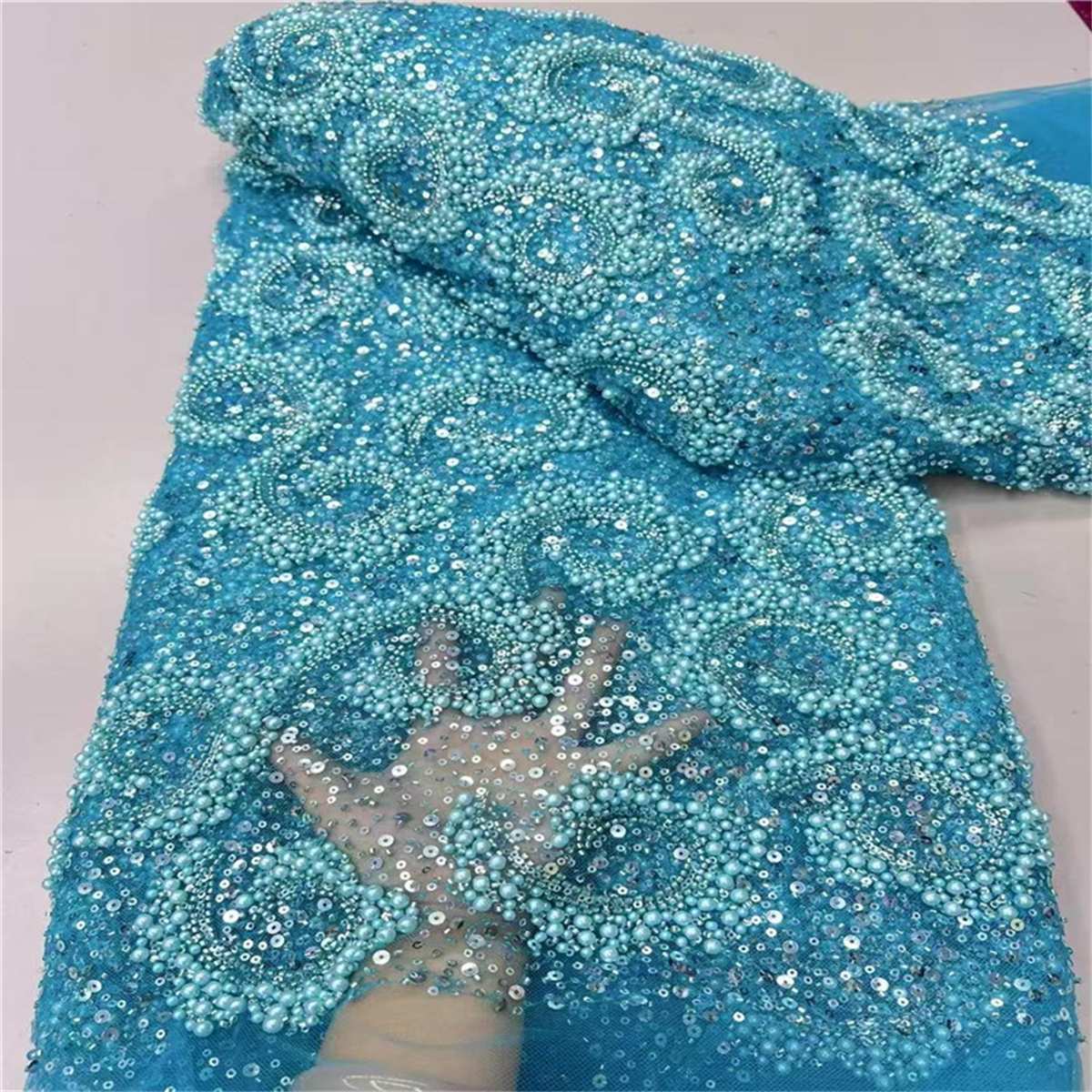 5 Yards Beaded Mesh Fabric, Beaded Tulle Fabric with Beads, Pearls & Sequins | Love in Lace | NO. JLT208