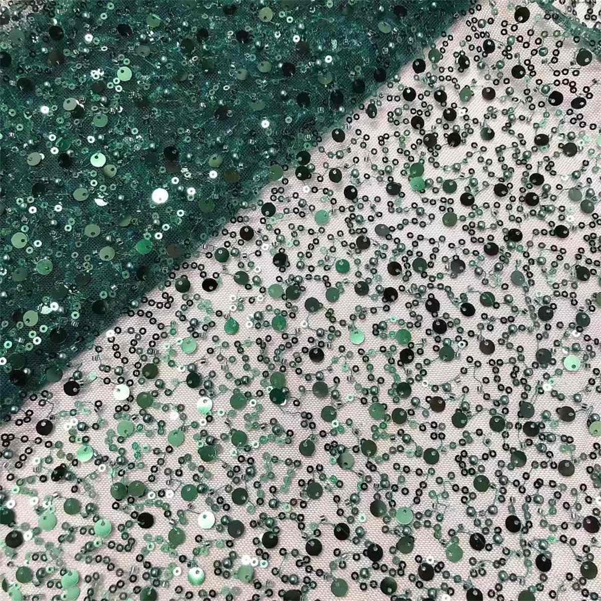 5 Yards Beaded Mesh Fabric, Beaded Tulle Fabric with Beads, Pearls & Sequins | Love in Lace | NO. ZT067