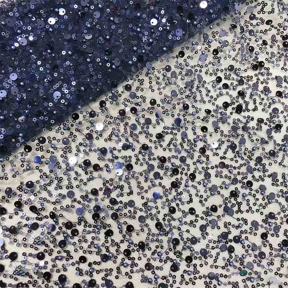 5 Yards Beaded Mesh Fabric, Beaded Tulle Fabric with Beads, Pearls & Sequins | Love in Lace | NO. ZT067