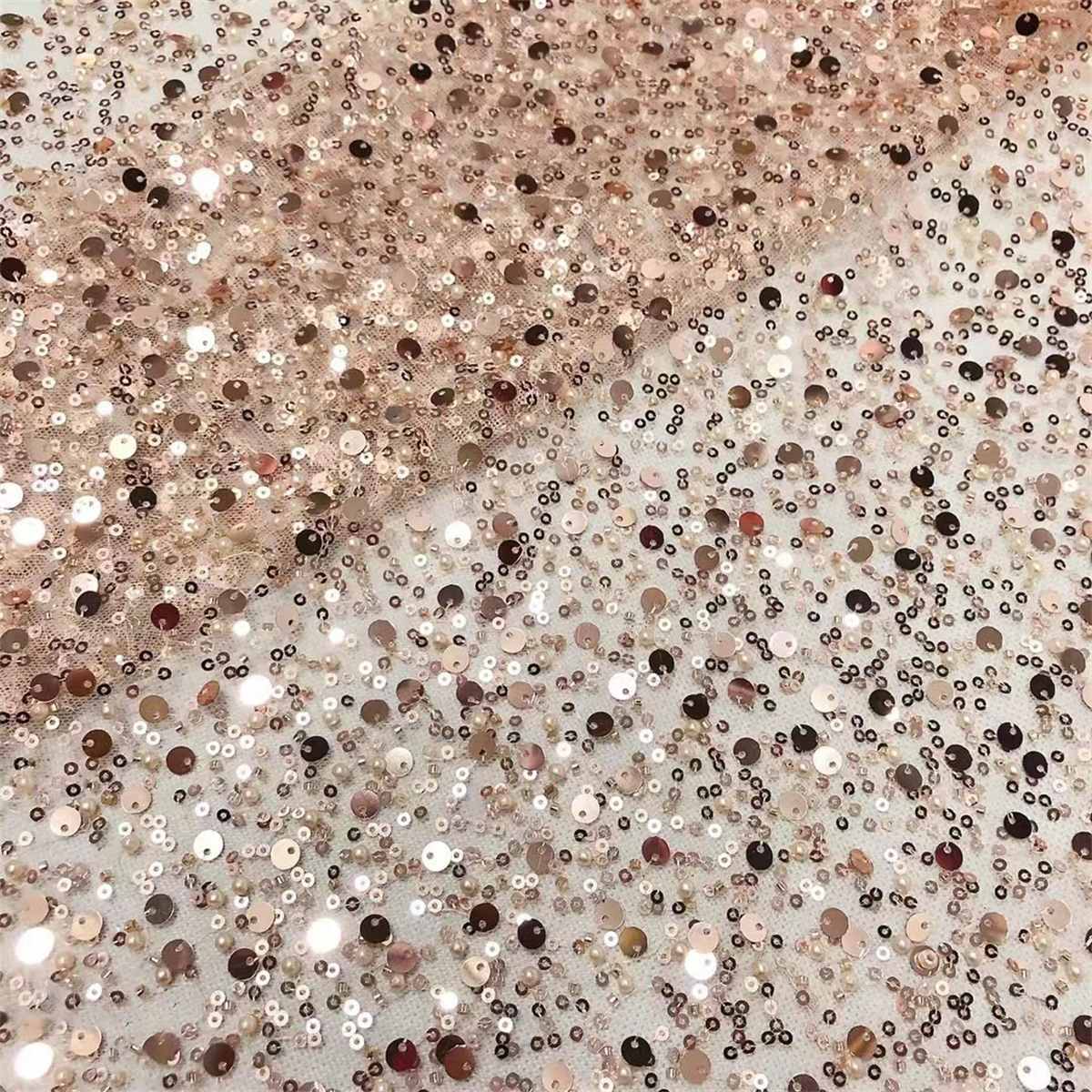 5 Yards Beaded Mesh Fabric, Beaded Tulle Fabric with Beads, Pearls & Sequins | Love in Lace | NO. ZT067