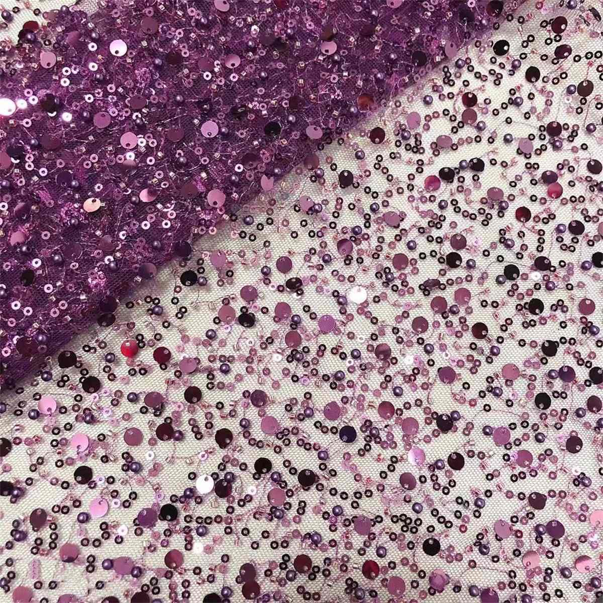 5 Yards Beaded Mesh Fabric, Beaded Tulle Fabric with Beads, Pearls & Sequins | Love in Lace | NO. ZT067