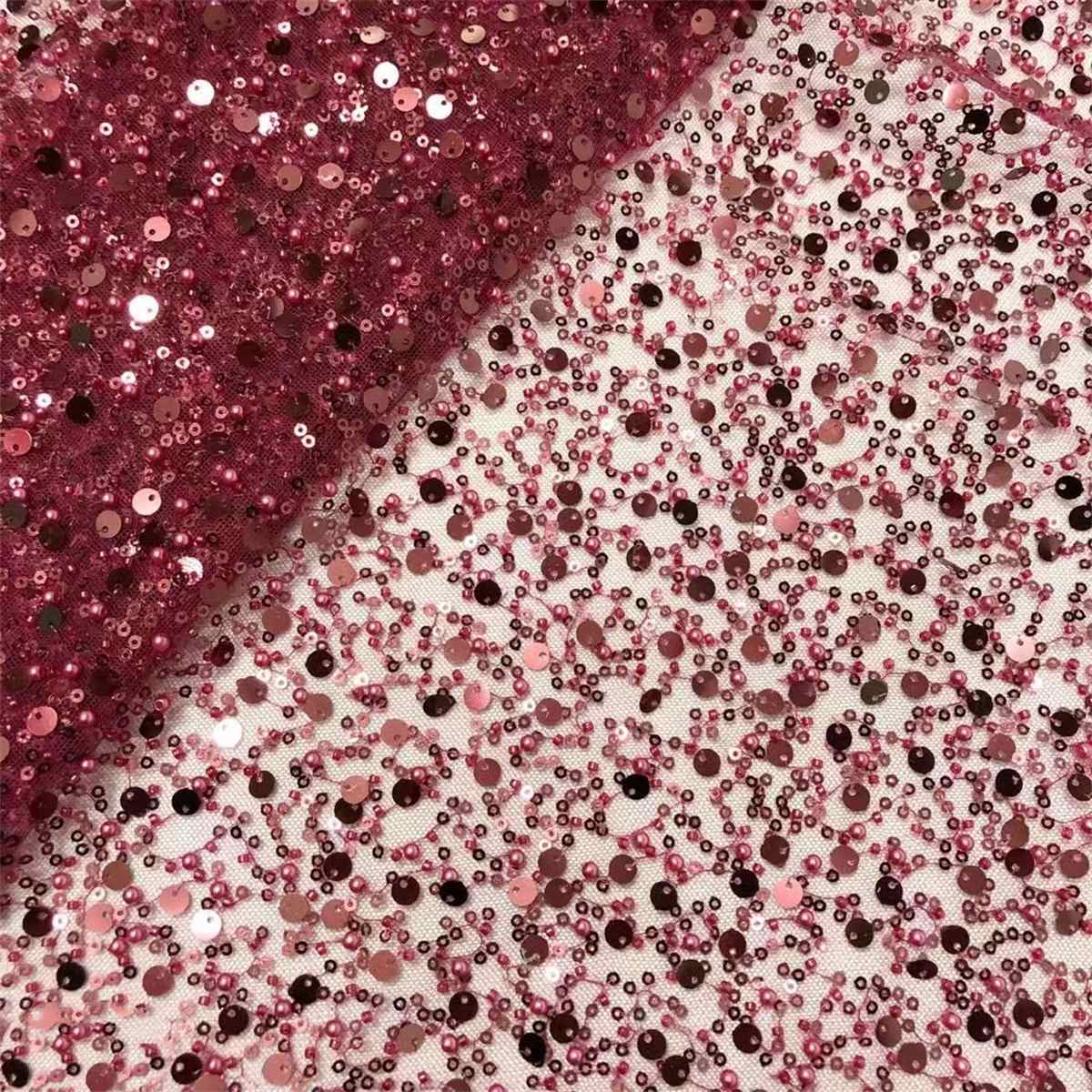 5 Yards Beaded Mesh Fabric, Beaded Tulle Fabric with Beads, Pearls & Sequins | Love in Lace | NO. ZT067