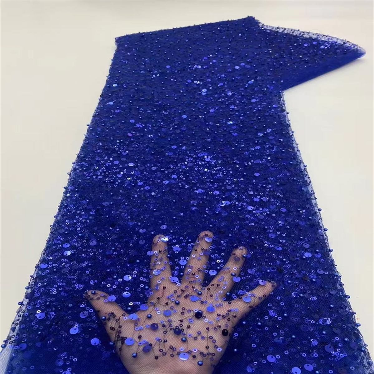 5 Yards Beaded Mesh Fabric, Beaded Tulle Fabric with Beads, Pearls & Sequins | Love in Lace | NO. ZT068