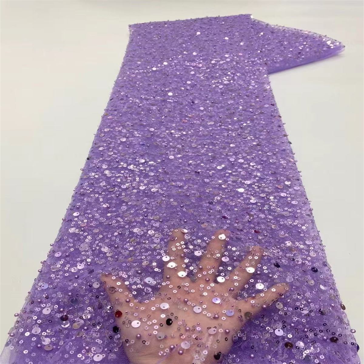 5 Yards Beaded Mesh Fabric, Beaded Tulle Fabric with Beads, Pearls & Sequins | Love in Lace | NO. ZT068