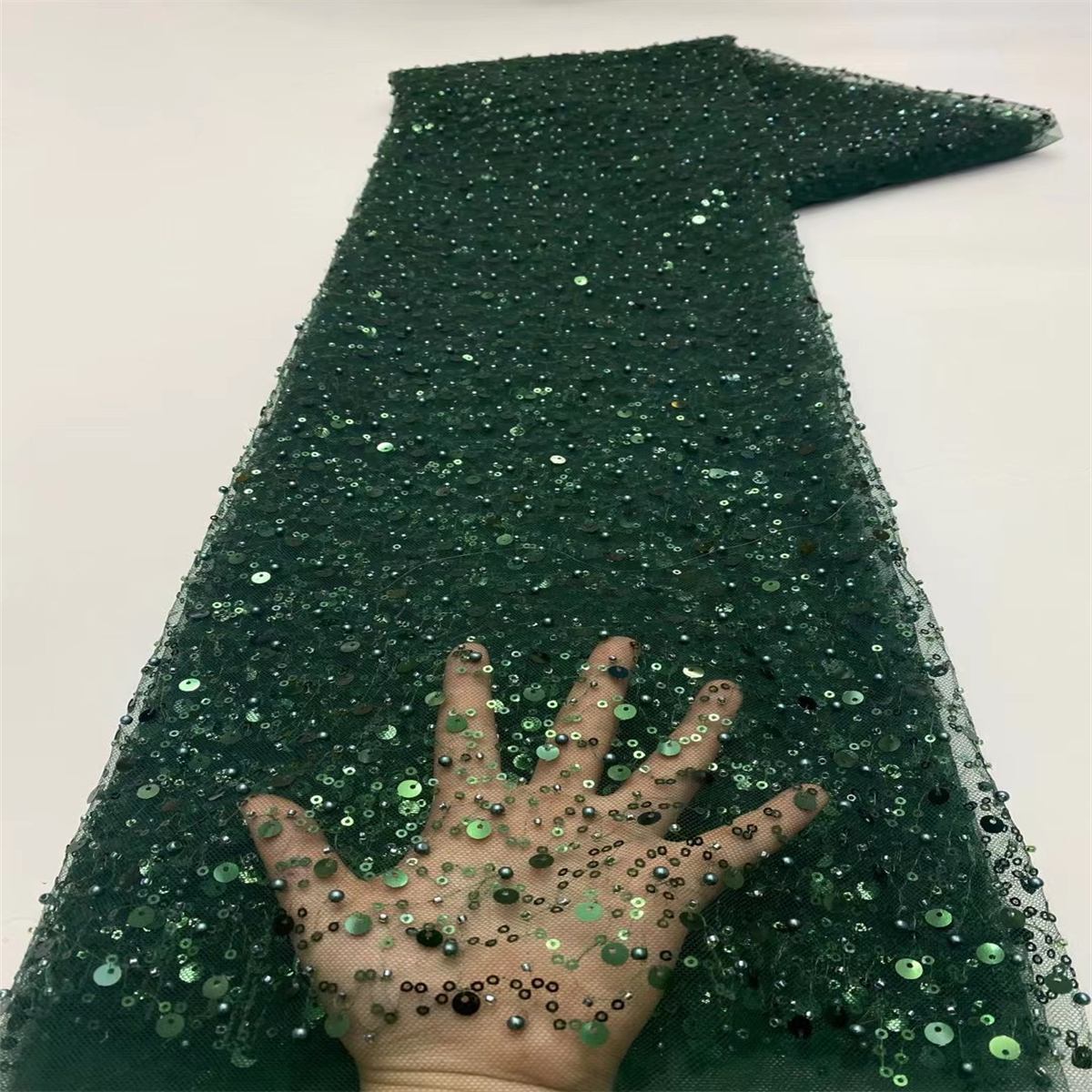 5 Yards Beaded Mesh Fabric, Beaded Tulle Fabric with Beads, Pearls & Sequins | Love in Lace | NO. ZT068