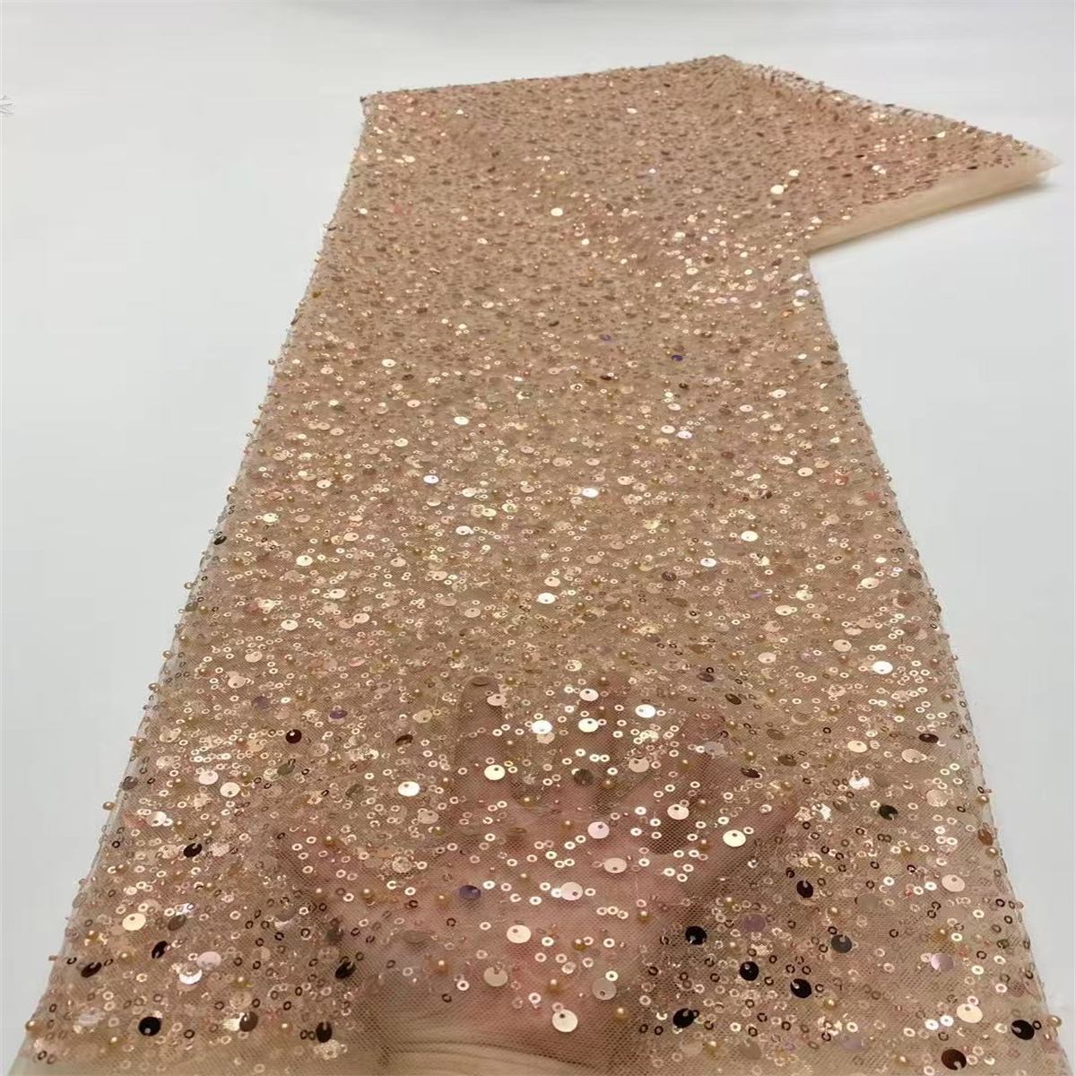 5 Yards Beaded Mesh Fabric, Beaded Tulle Fabric with Beads, Pearls & Sequins | Love in Lace | NO. ZT068
