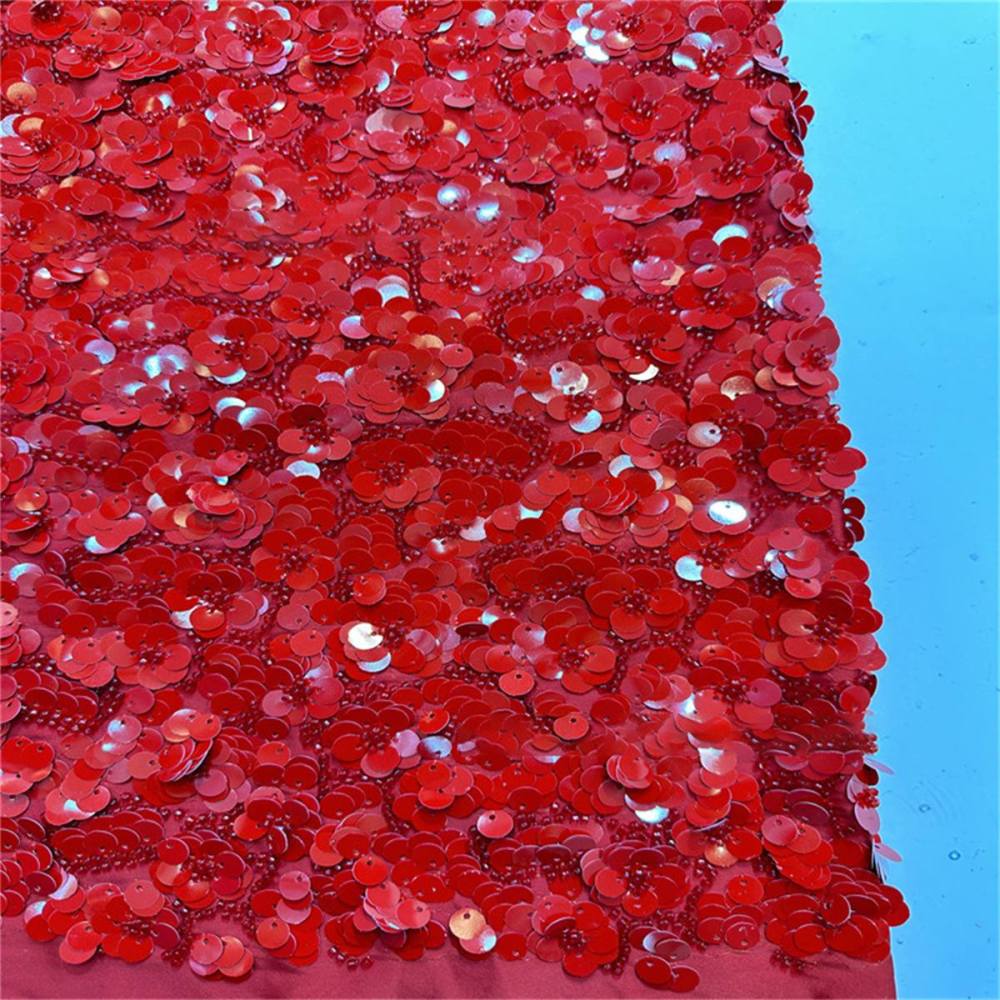 5 Yards Sequins Beads Lace Material Fabric For Dresses