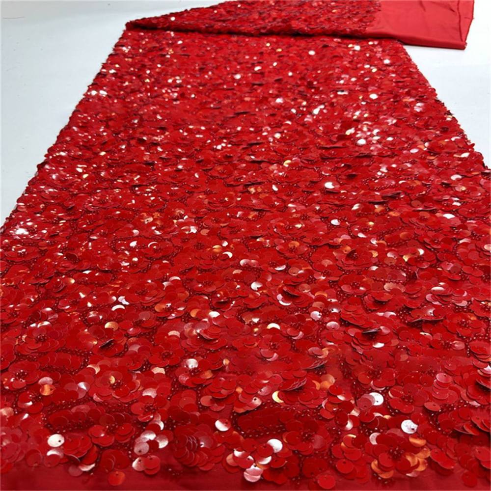 5 Yards Sequins Beads Lace Material Fabric For Dresses