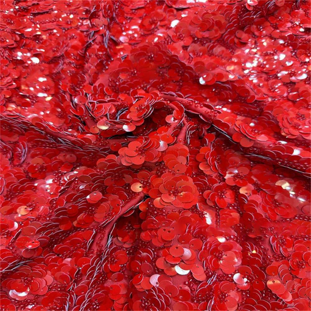 5 Yards Sequins Beads Lace Material Fabric For Dresses