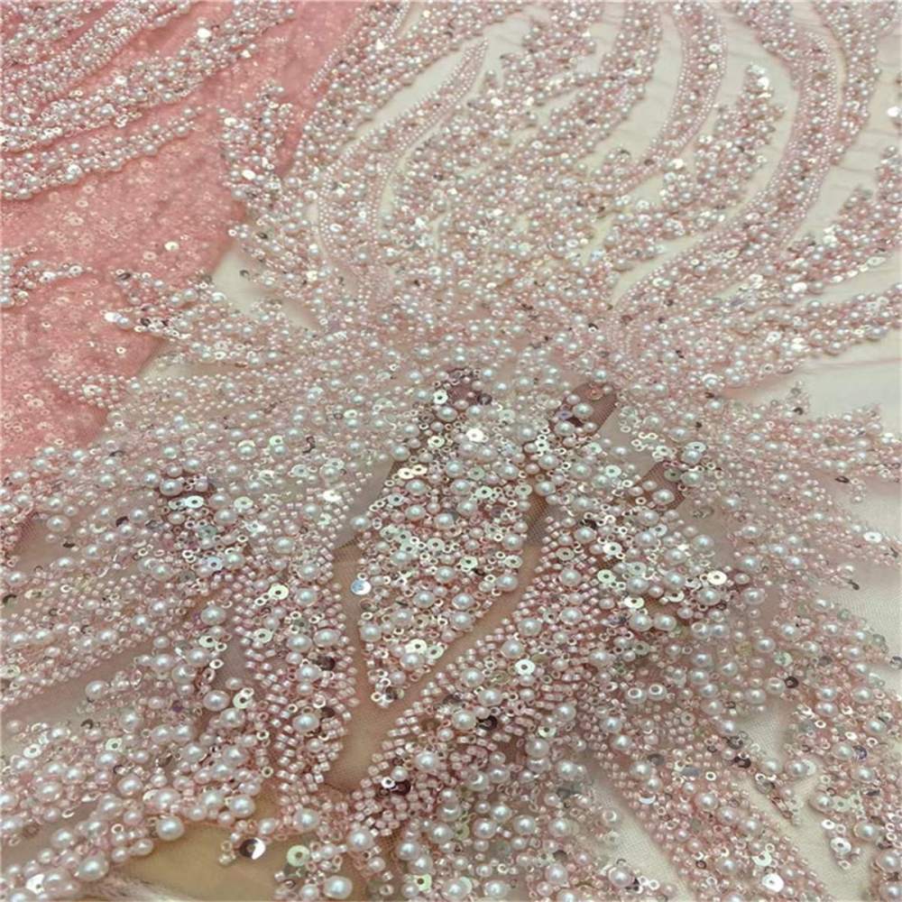 5 Yards Beaded Mesh Fabric, Beaded Tulle Fabric with Beads, Pearls & Sequins | Love in Lace | NO. JLT075