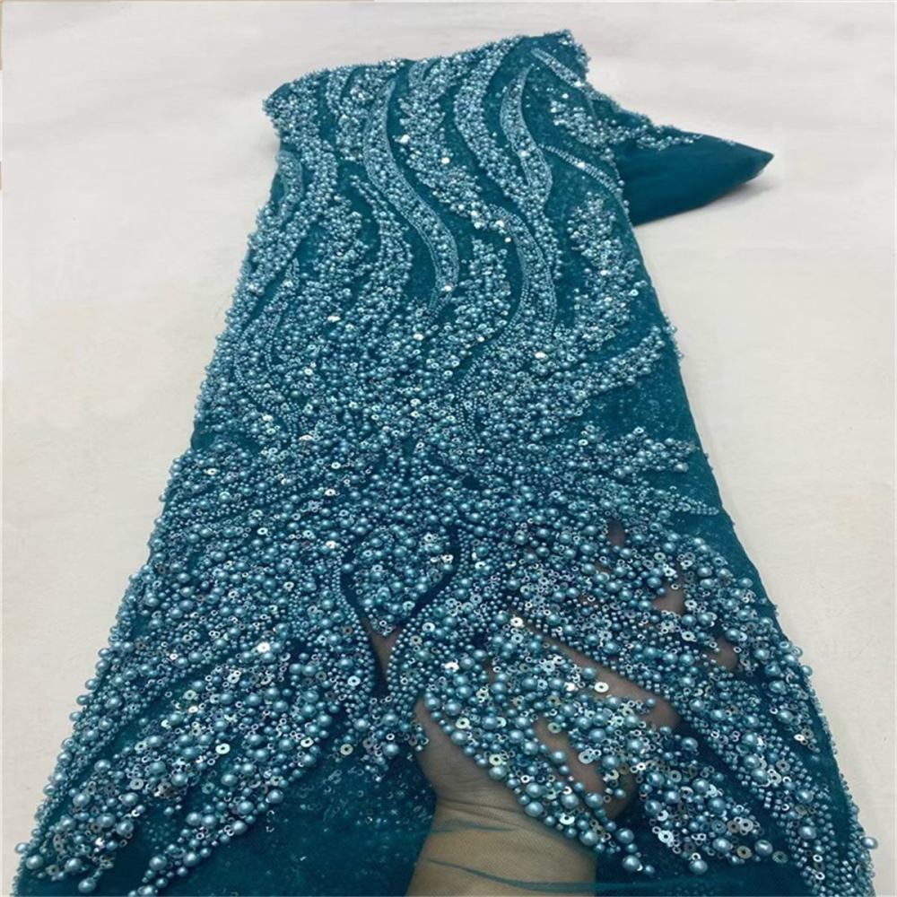 5 Yards Beaded Mesh Fabric, Beaded Tulle Fabric with Beads, Pearls & Sequins | Love in Lace | NO. JLT075