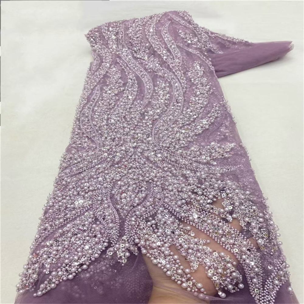 5 Yards Beaded Mesh Fabric, Beaded Tulle Fabric with Beads, Pearls & Sequins | Love in Lace | NO. JLT075