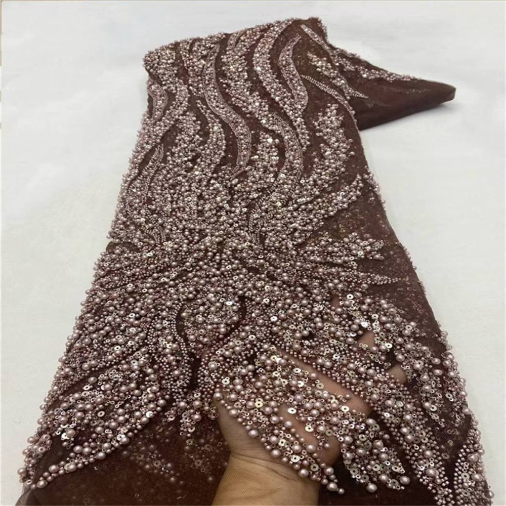 5 Yards Beaded Mesh Fabric, Beaded Tulle Fabric with Beads, Pearls & Sequins | Love in Lace | NO. JLT075